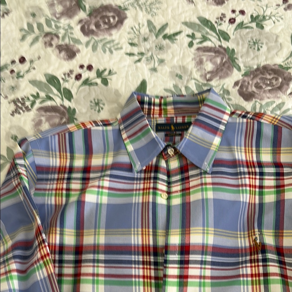 Ralph Lauren Blue and Red Casual Button Down Shirt - Picture 5 of 6